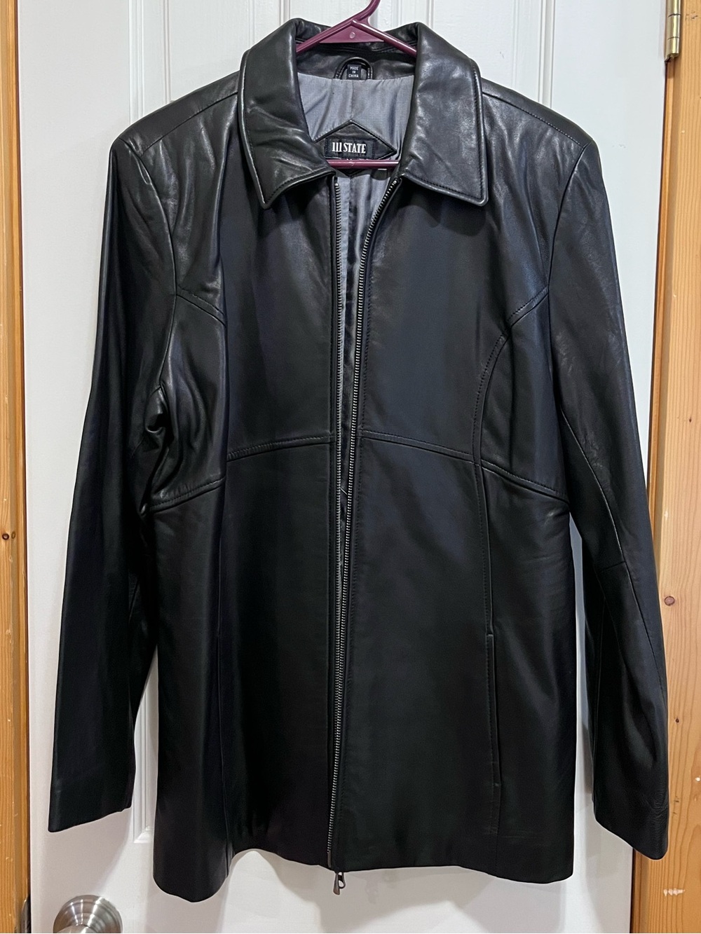 111 STATE Vintage Black Leather Zipper Coat